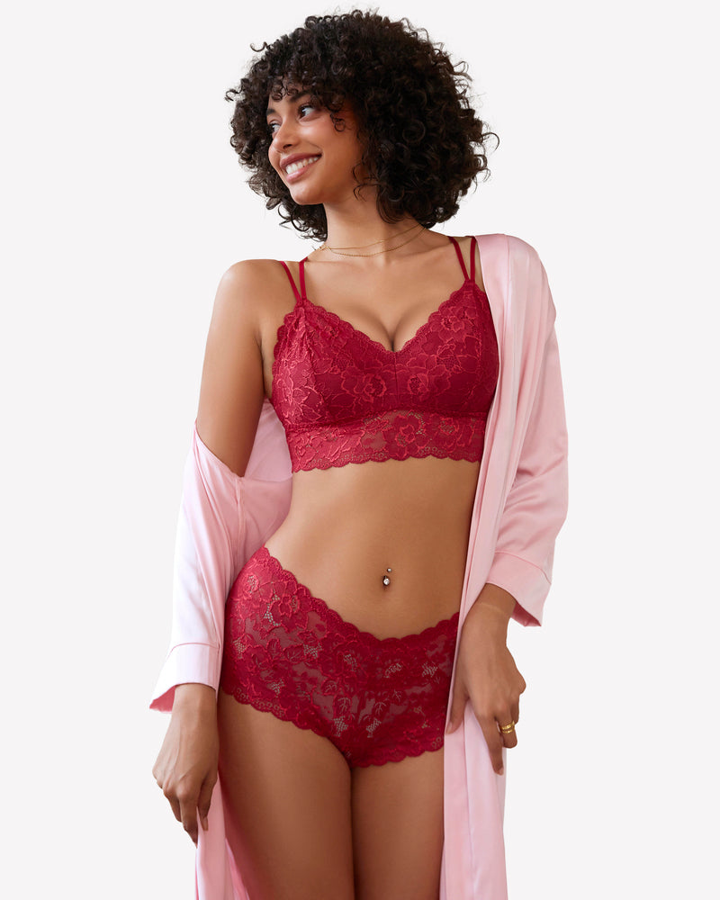 2 Stück Spitze BH und Panty Set