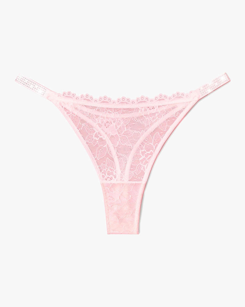 Tanga aus Spitze mit strassbesetztem Riemen