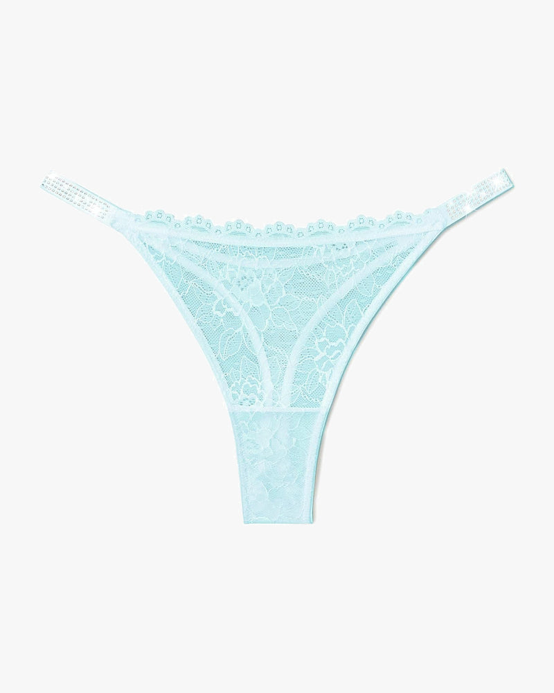 Tanga aus Spitze mit strassbesetztem Riemen