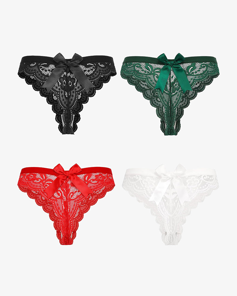 Spitzen-Schleifen-Höschen T Rücken Tanga mit niedriger Taille