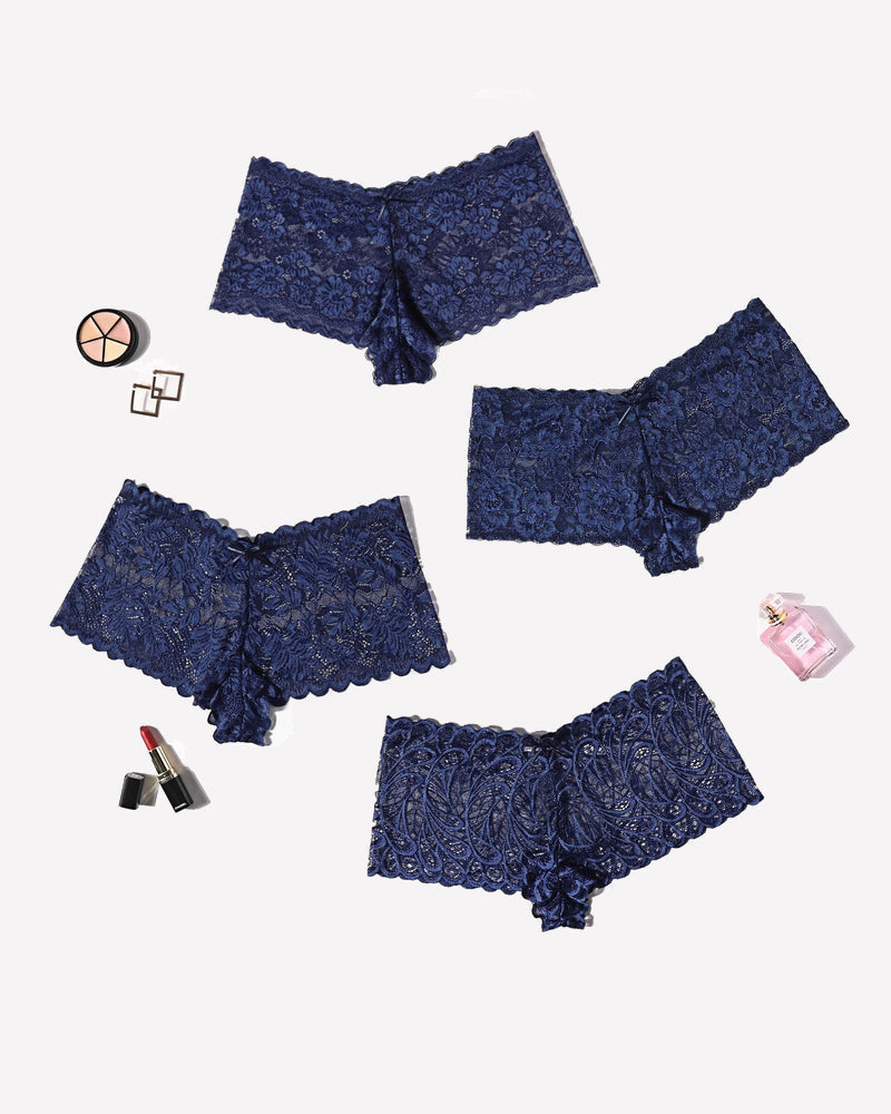 4 Stück Floral Lace Panties Mid-Rise Panty
