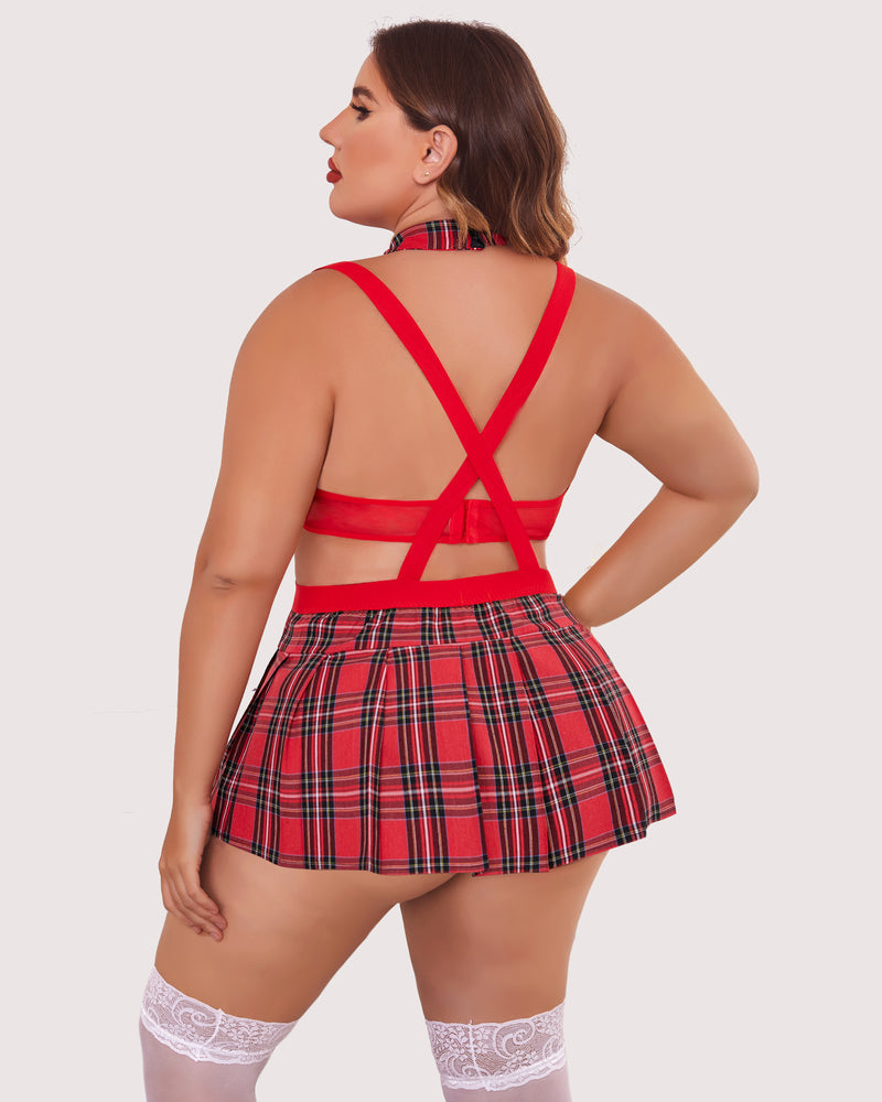 Plus Size Krawatten-Top und Mini-Rock