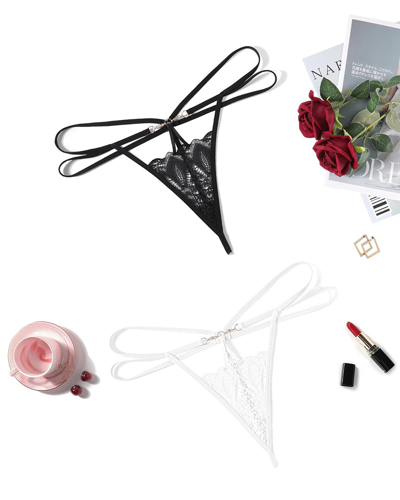 Floral Lace Briefs Hollow Out String Panty