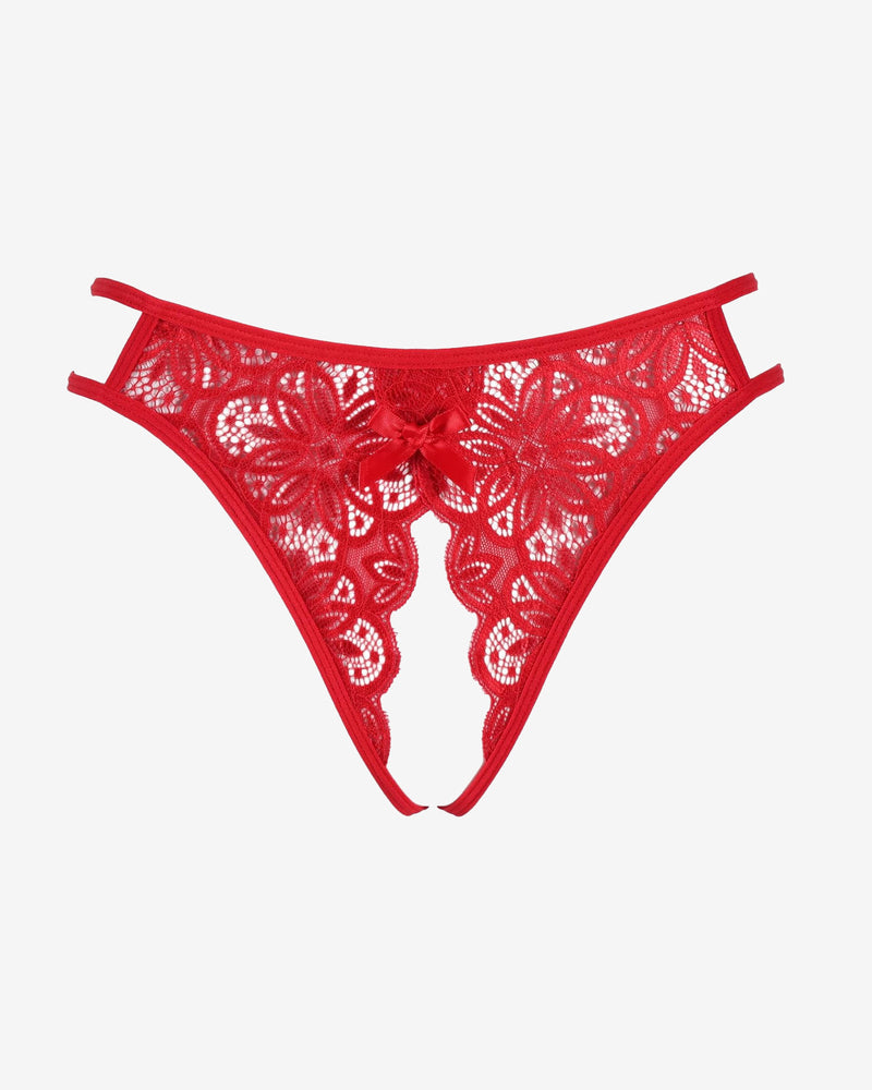 Floraler Spitzen-Slip mit süßer Schleife