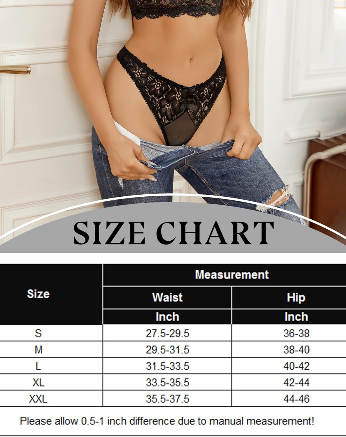 Mesh-Spitzen-Tangas mit niedriger Taille Höschen