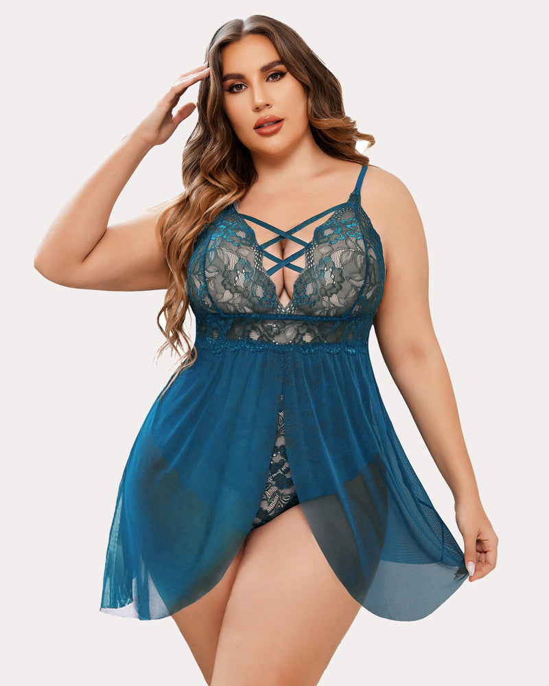 Plus Größe Leopard Snap Crotch Babydoll