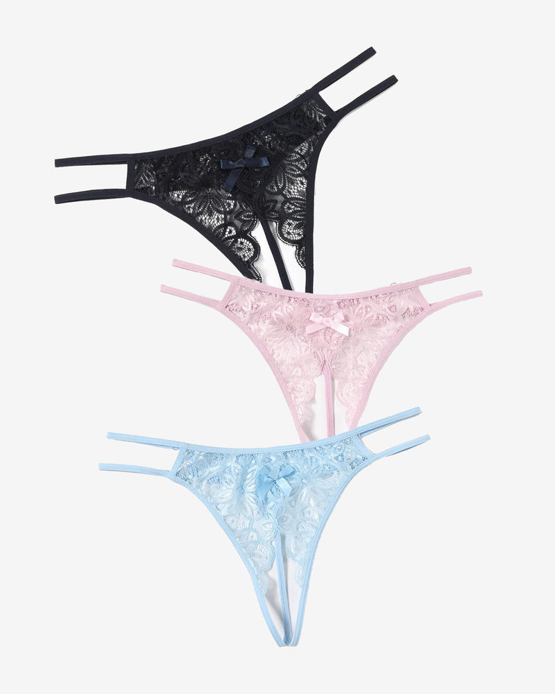 Floraler Spitzen-Slip mit süßer Schleife