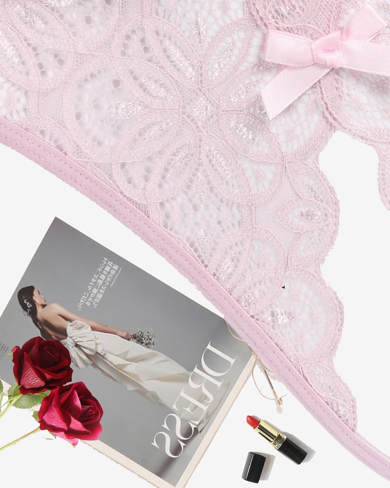 Floraler Spitzen-Slip mit süßer Schleife