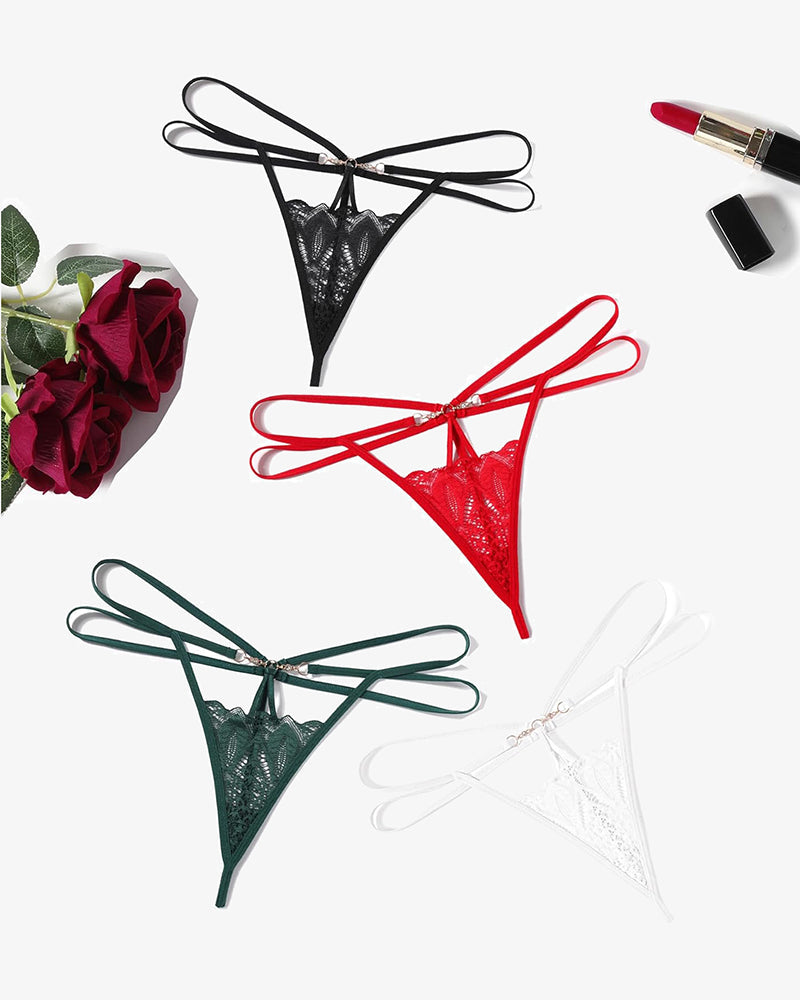 Floral Lace Briefs Hollow Out String Panty