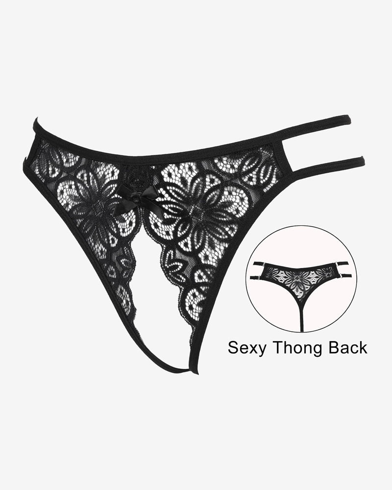 Floraler Spitzen-Slip mit süßer Schleife