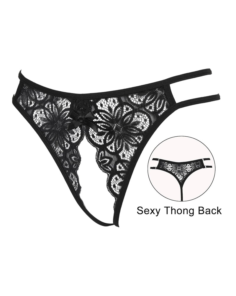Floraler Spitzen-Slip mit süßer Schleife