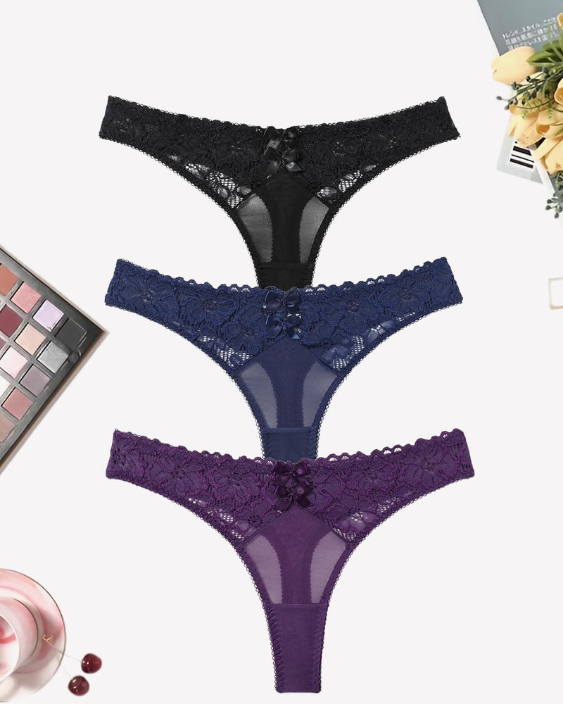 Mesh-Spitzen-Tangas mit niedriger Taille Höschen