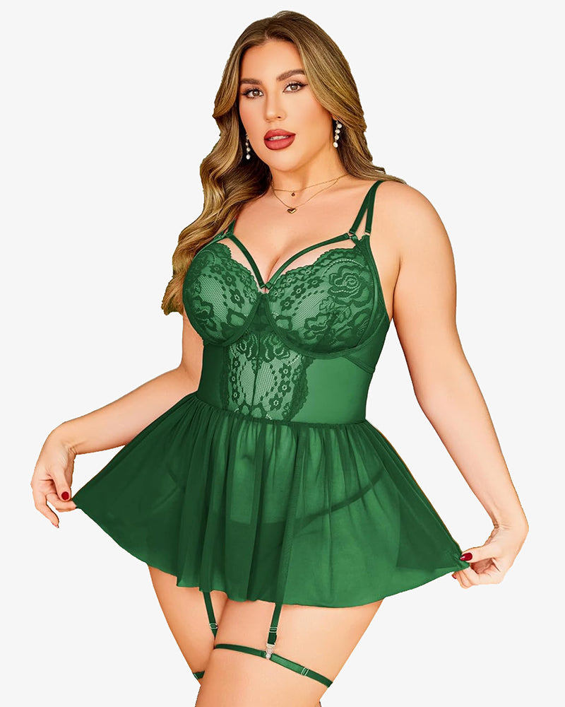 Plus Size Spitze Babydoll Boudoir Nachthemd