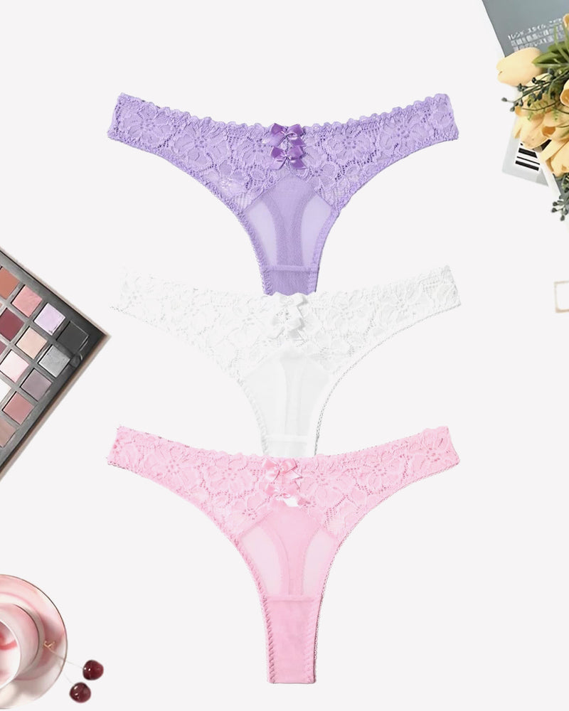 Mesh-Spitzen-Tangas mit niedriger Taille Höschen