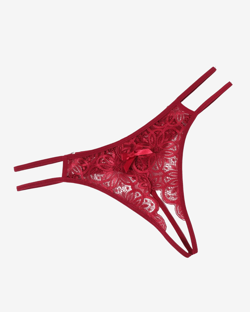 Floraler Spitzen-Slip mit süßer Schleife