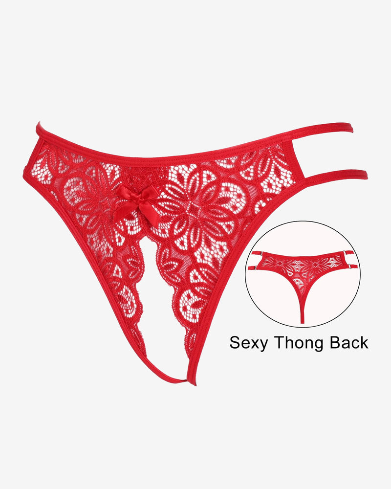 Floraler Spitzen-Slip mit süßer Schleife