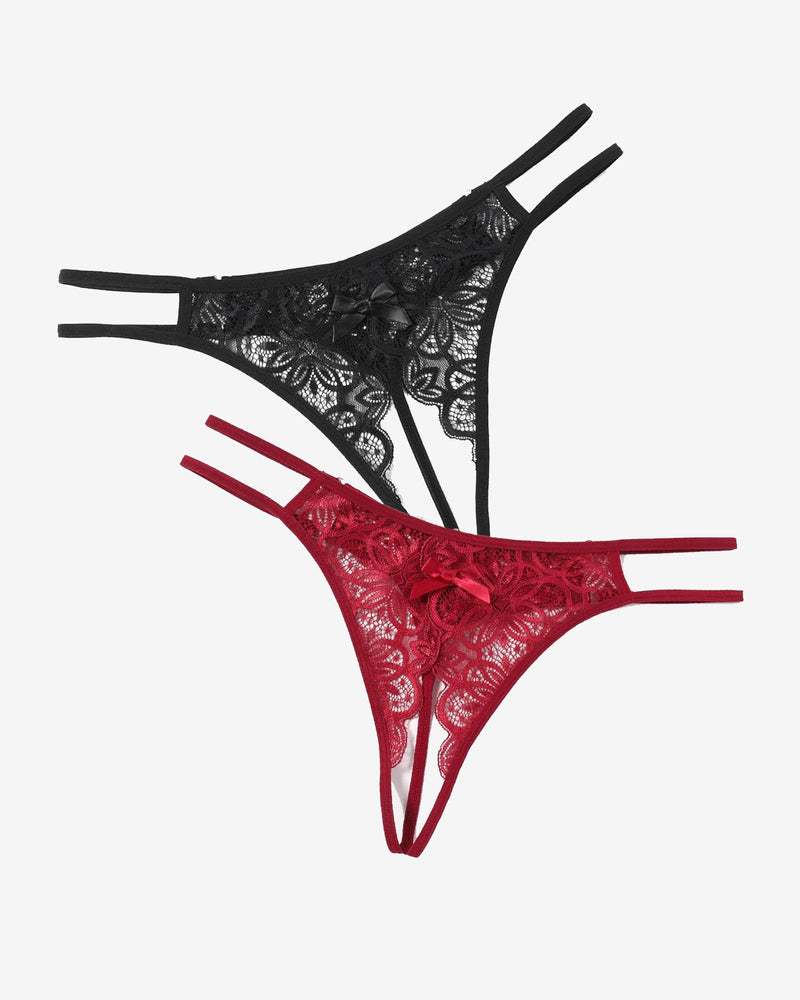 Floraler Spitzen-Slip mit süßer Schleife