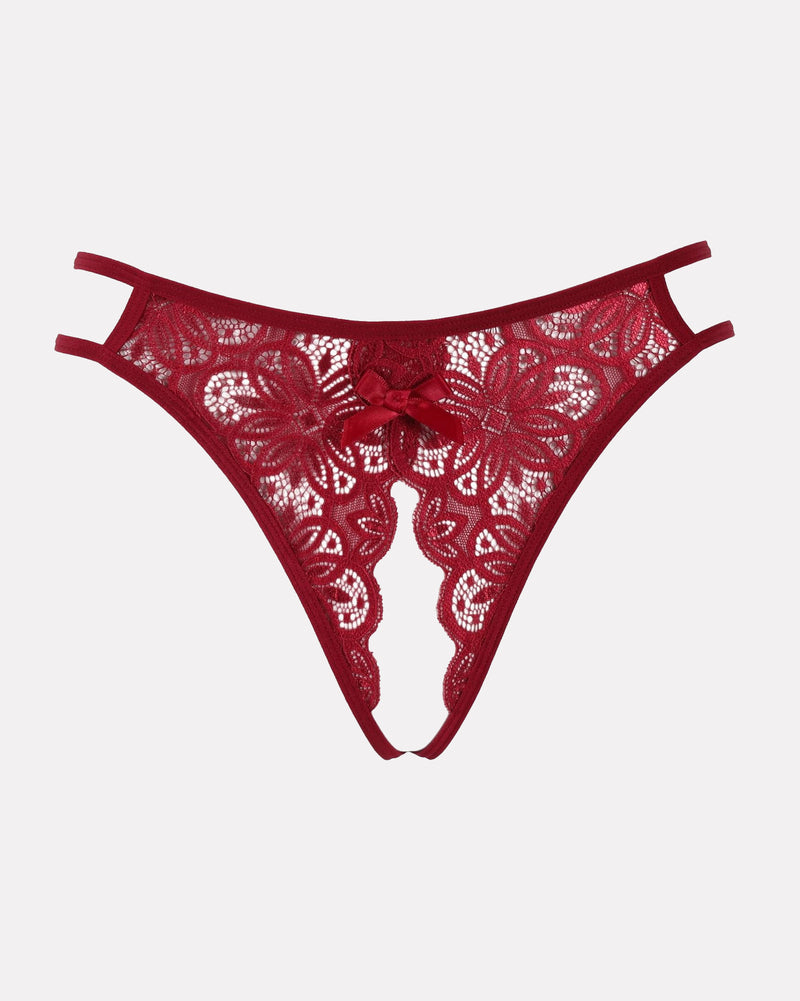 Floraler Spitzen-Slip mit süßer Schleife