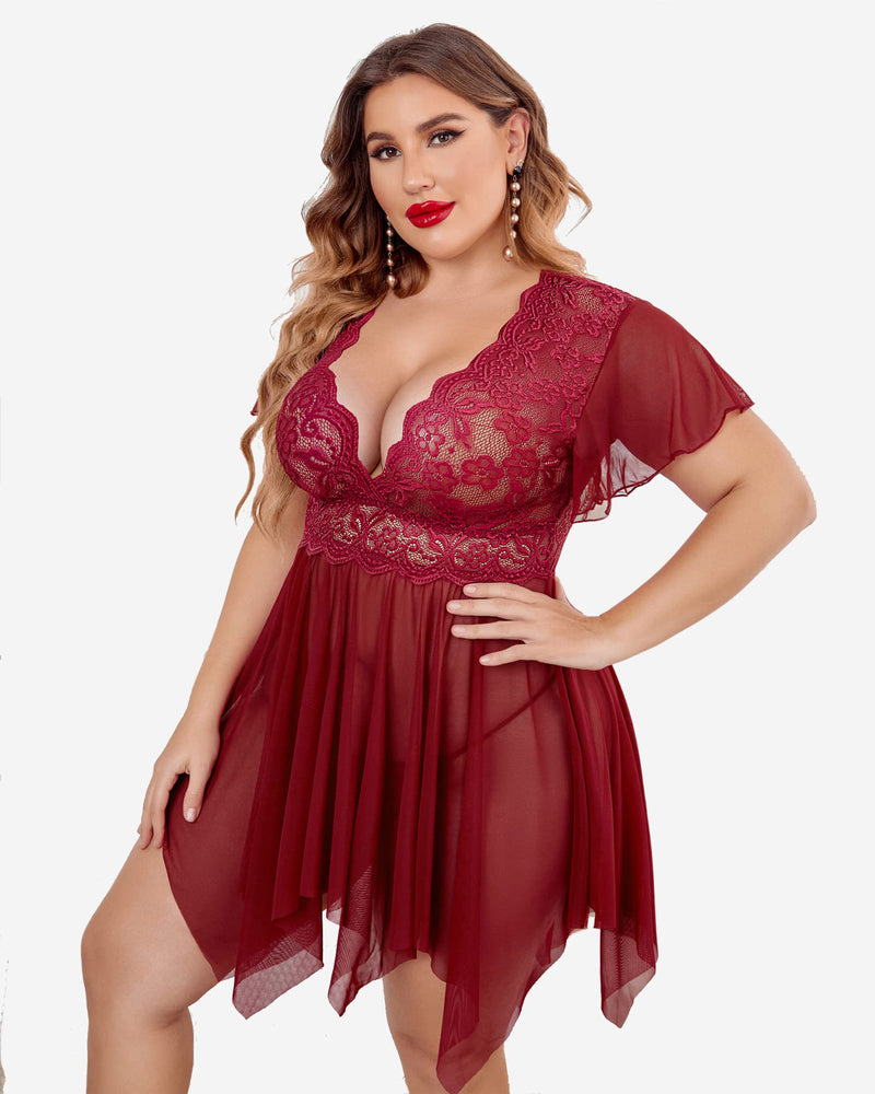 Plus Size Floral Spitze Dessous