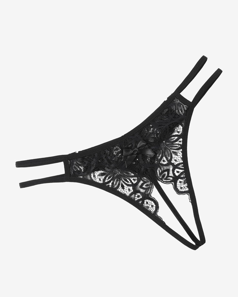 Floraler Spitzen-Slip mit süßer Schleife