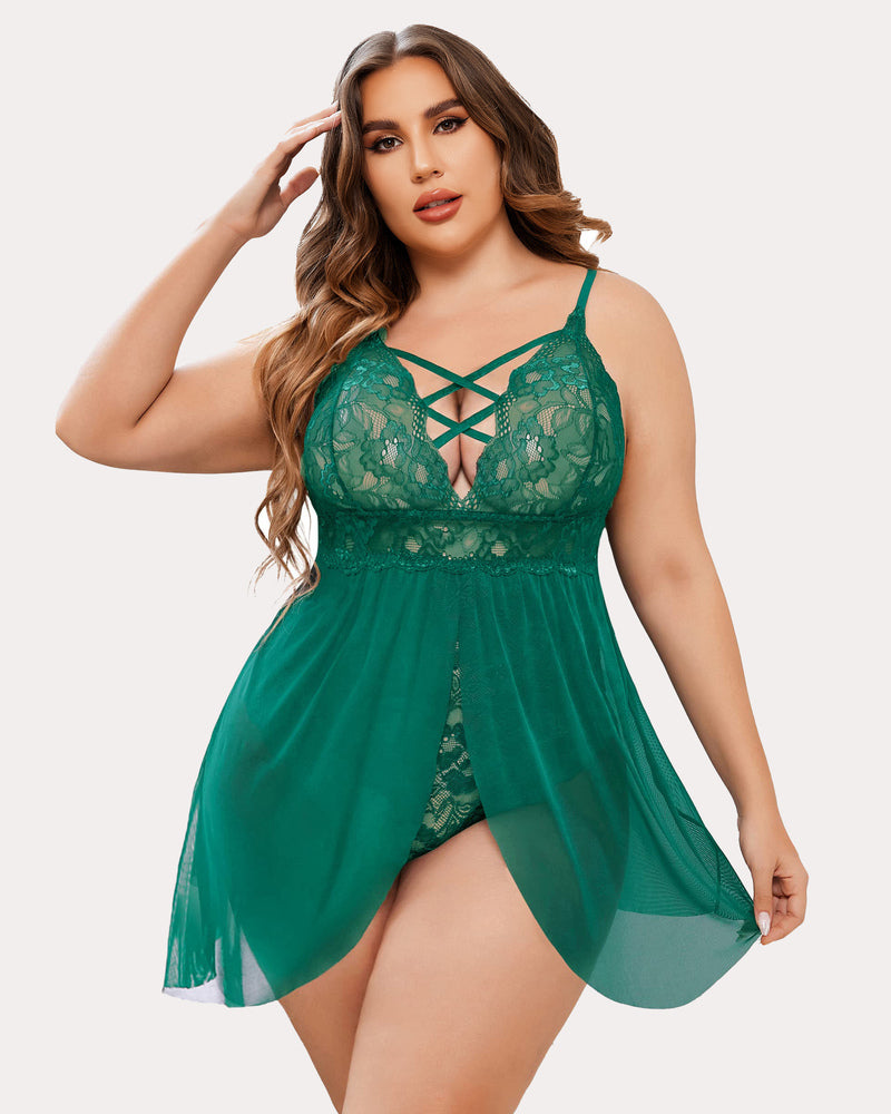 Plus Größe Leopard Snap Crotch Babydoll