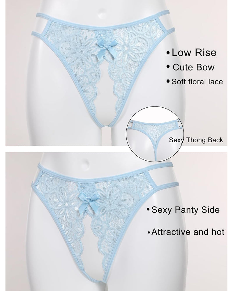 Floraler Spitzen-Slip mit süßer Schleife