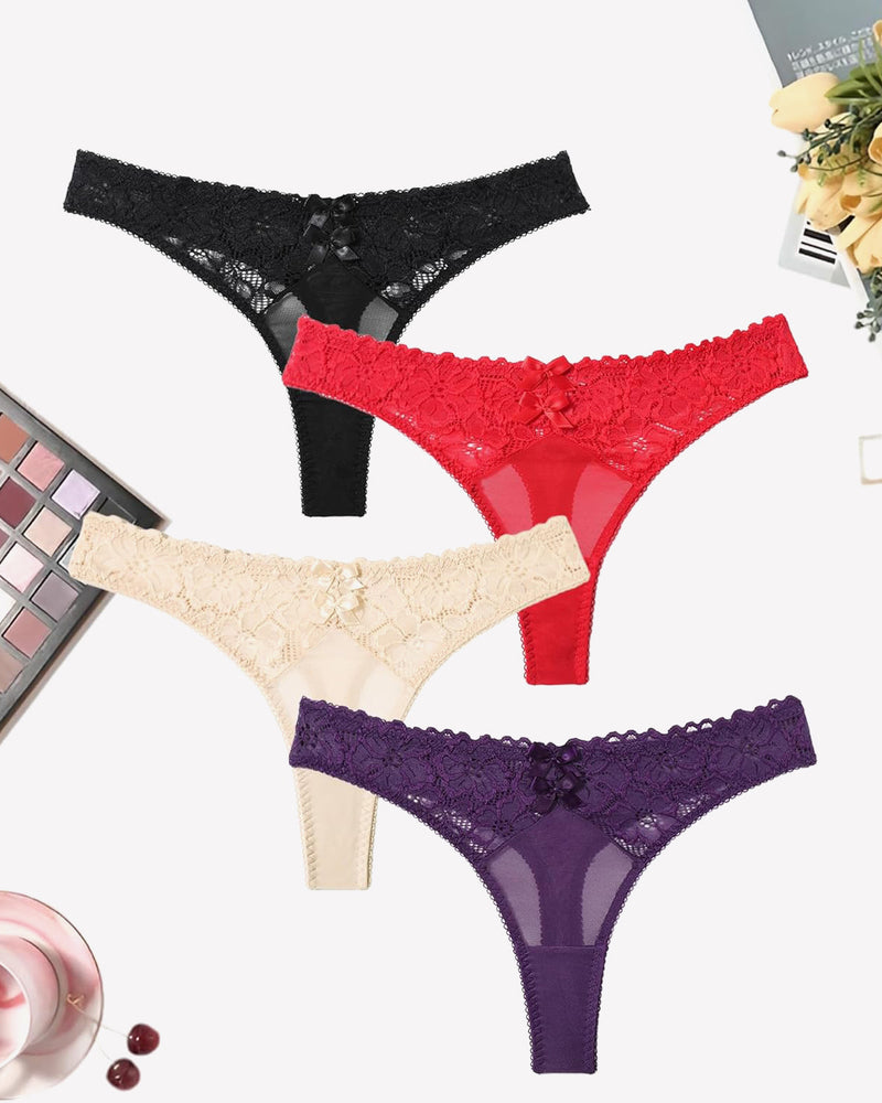 Mesh-Spitzen-Tangas mit niedriger Taille Höschen