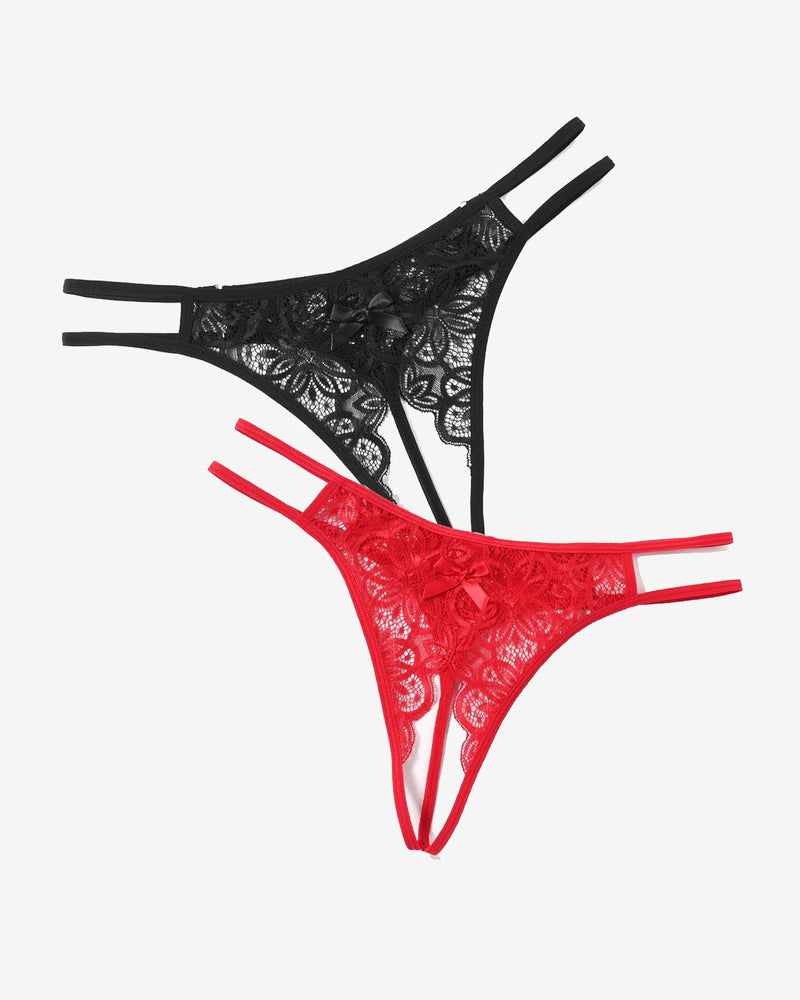 Floraler Spitzen-Slip mit süßer Schleife