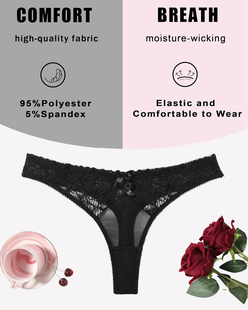 Mesh-Spitzen-Tangas mit niedriger Taille Höschen