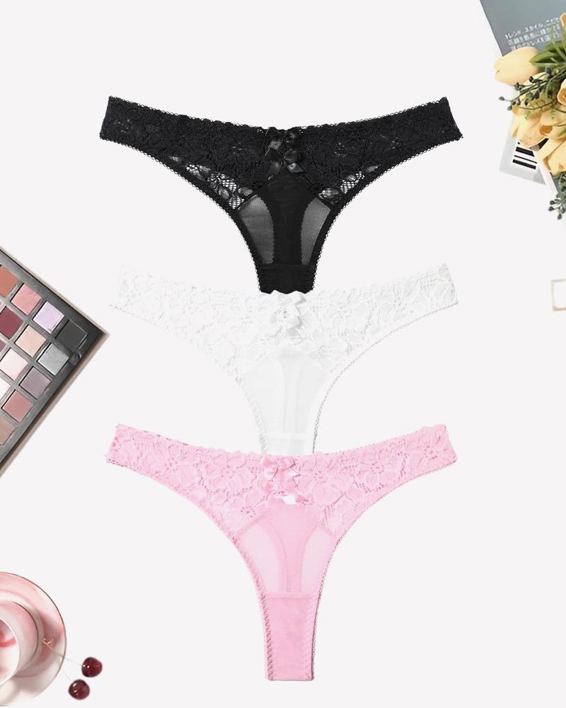 Mesh-Spitzen-Tangas mit niedriger Taille Höschen