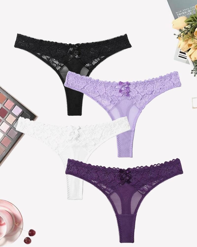 Mesh-Spitzen-Tangas mit niedriger Taille Höschen