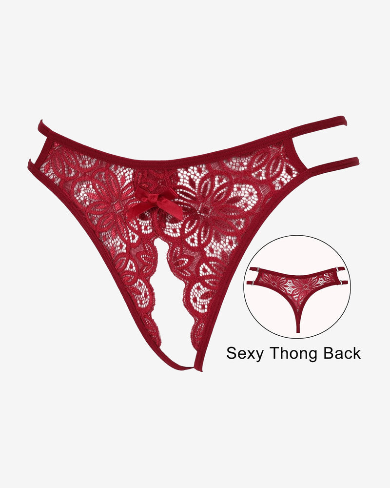 Floraler Spitzen-Slip mit süßer Schleife