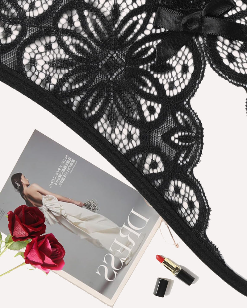 Floraler Spitzen-Slip mit süßer Schleife