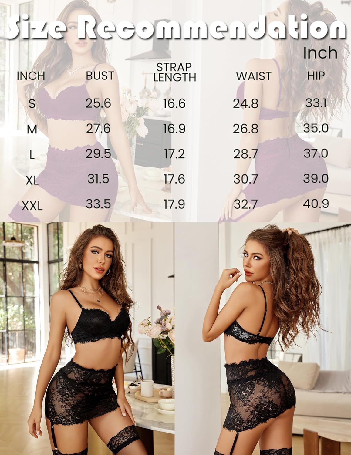 Stück Spitze Strumpfband Gürtel Dessous Set mit Mini-Rock