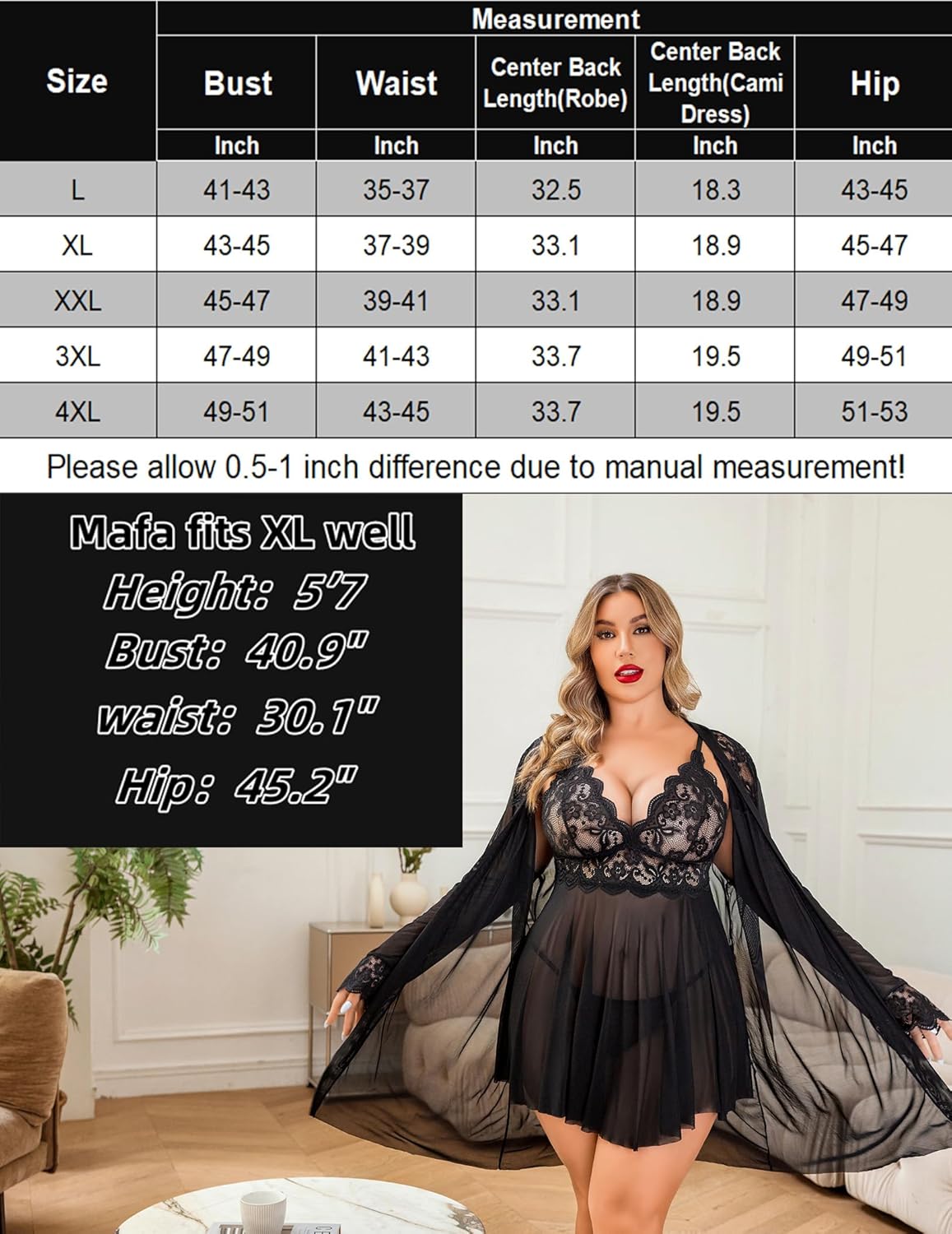 Plus Size Nachtwäsche Exotische Spitze Dessous Sets