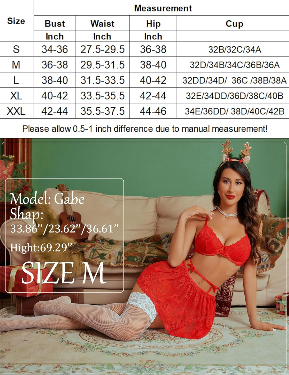 Babydoll-Outfits mit Spitze und Strümpfen
