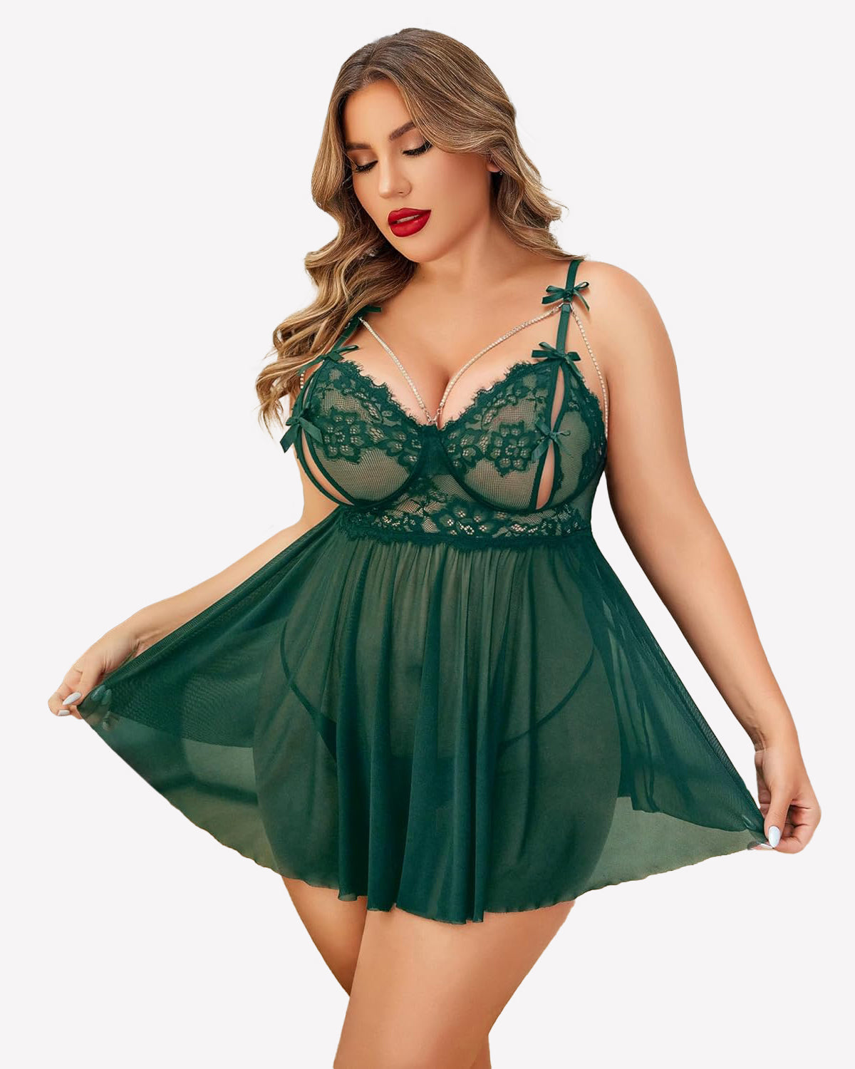 Plus Size Spitze Babydoll Nachthemd