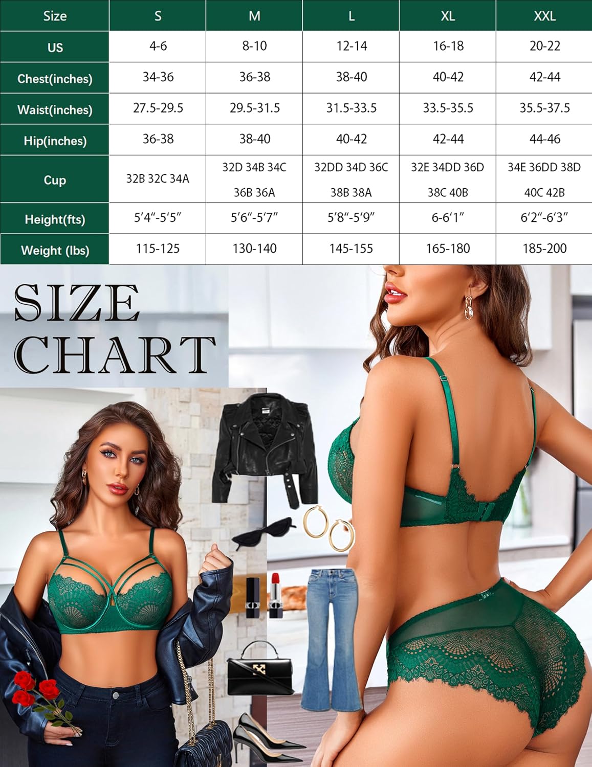 2 Stück Spitze BH und Panty Sets