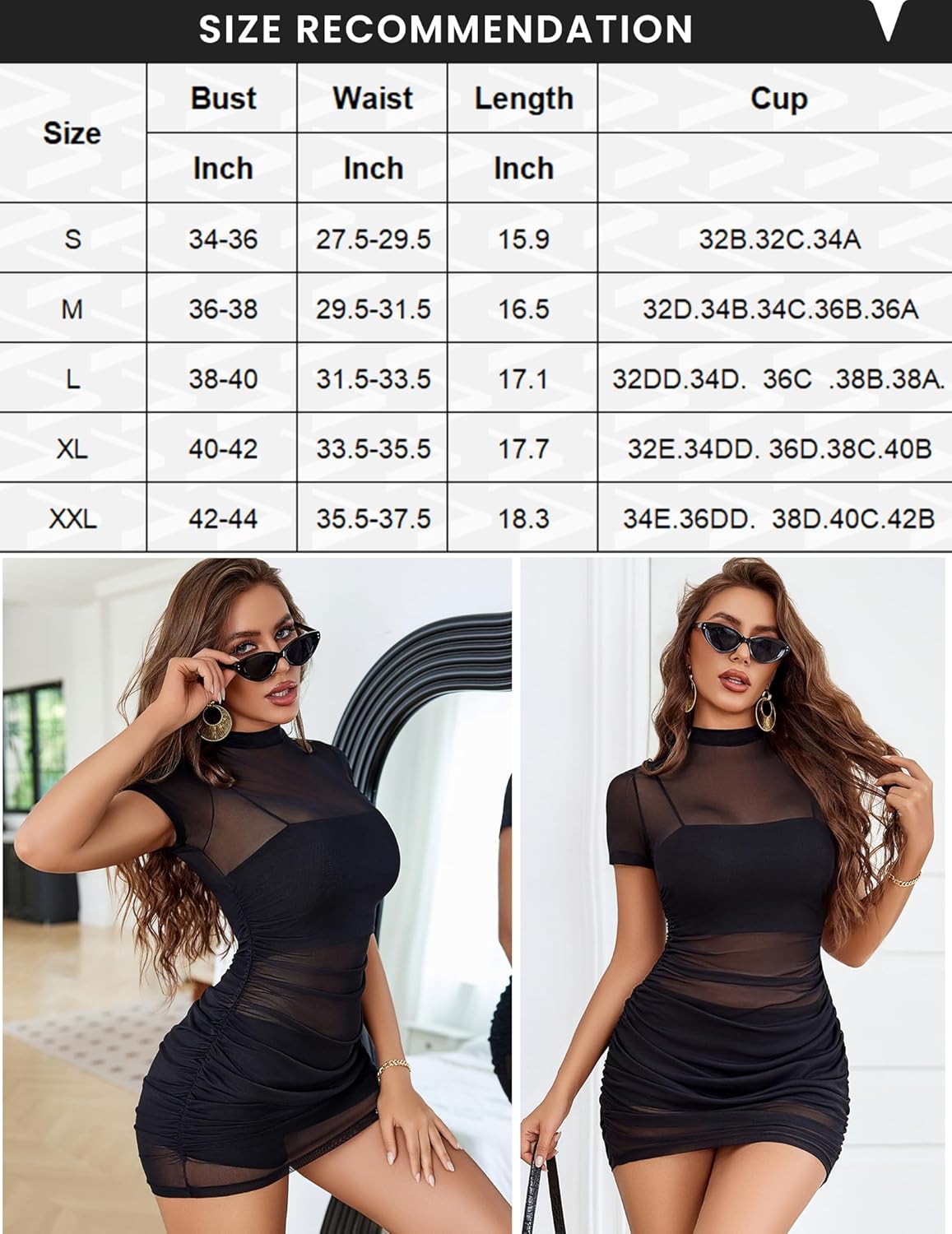 Mesh-Kleid Bodycon-Minikleid