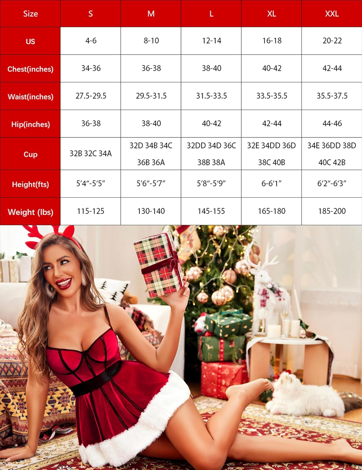 Weihnachtsmann Spitze Halter Babydoll