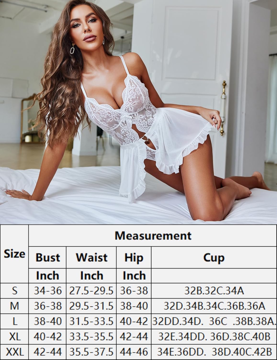 Einteiliges Teddy Babydoll tief V