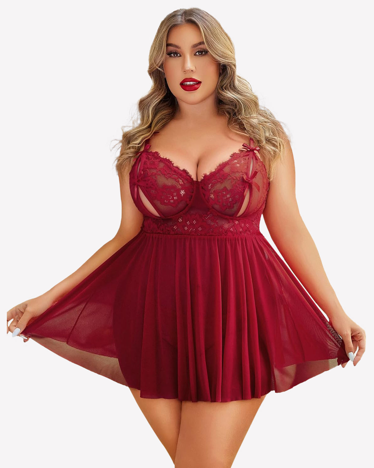 Plus Size Spitze Babydoll Nachthemd