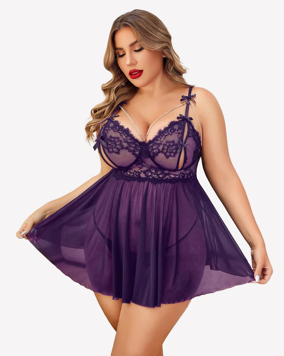 Plus Size Spitze Babydoll Nachthemd
