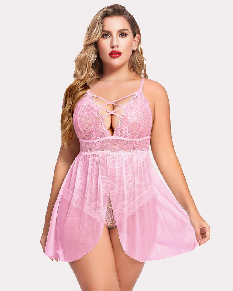 Plus Größe Leopard Snap Crotch Babydoll