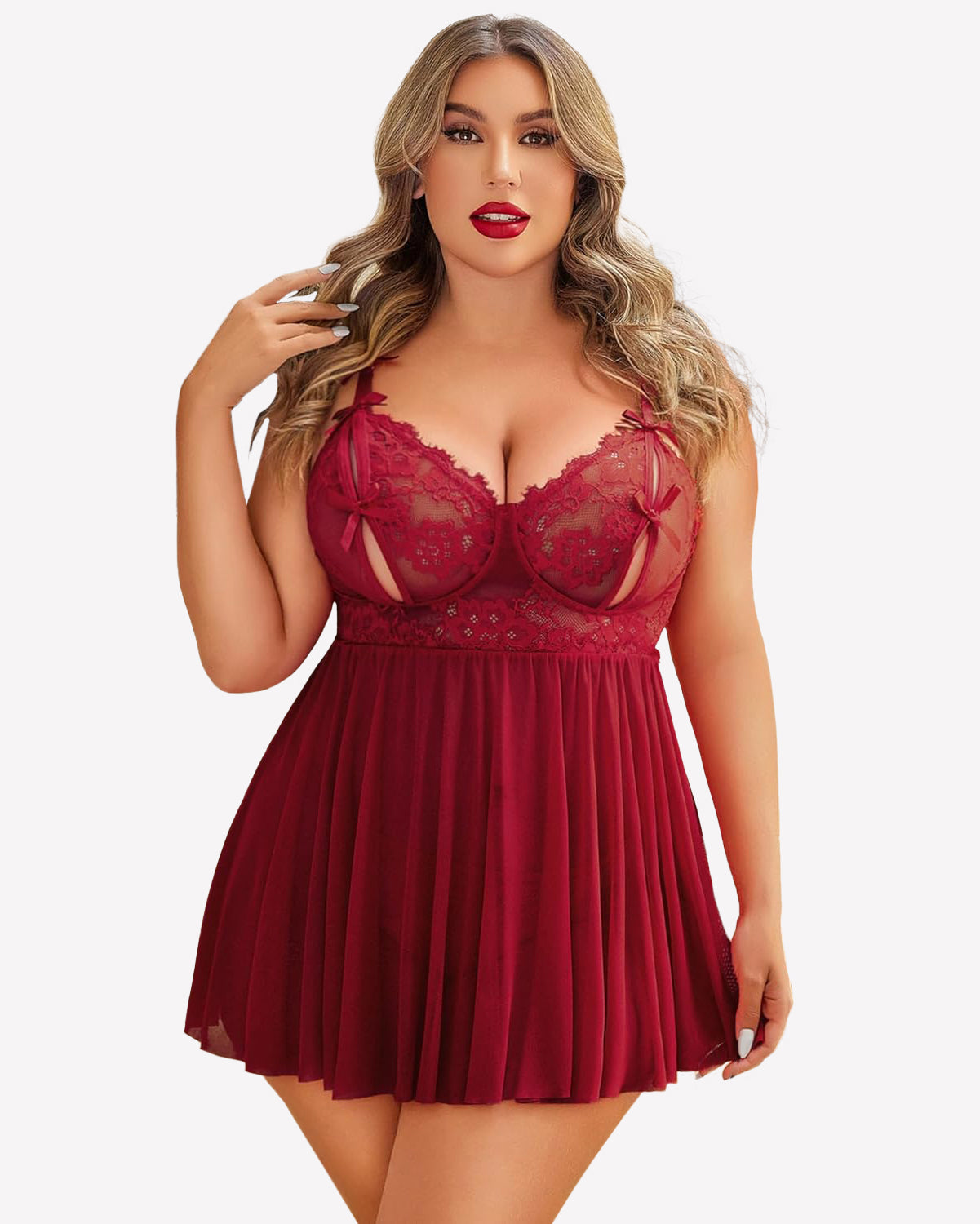 Plus Size Spitze Babydoll Nachthemd