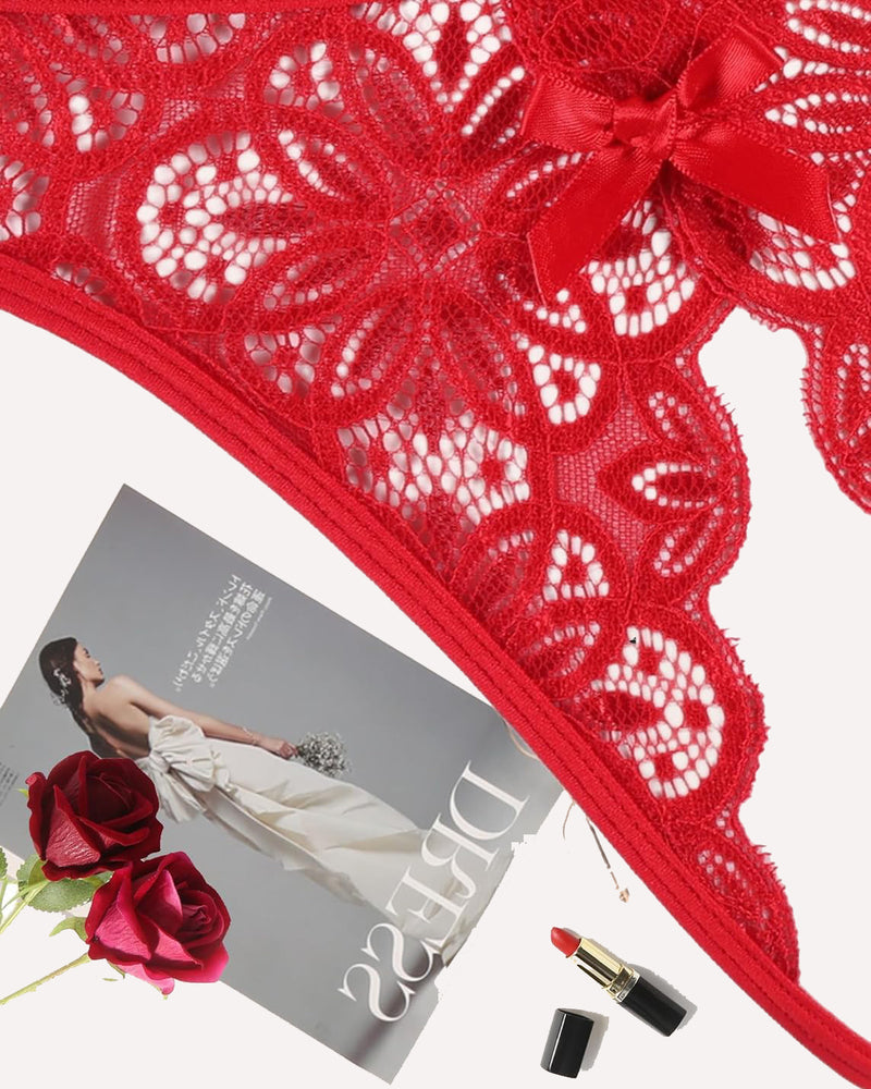 Floraler Spitzen-Slip mit süßer Schleife