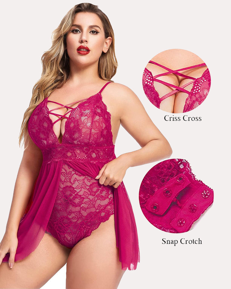 Plus Größe Leopard Snap Crotch Babydoll