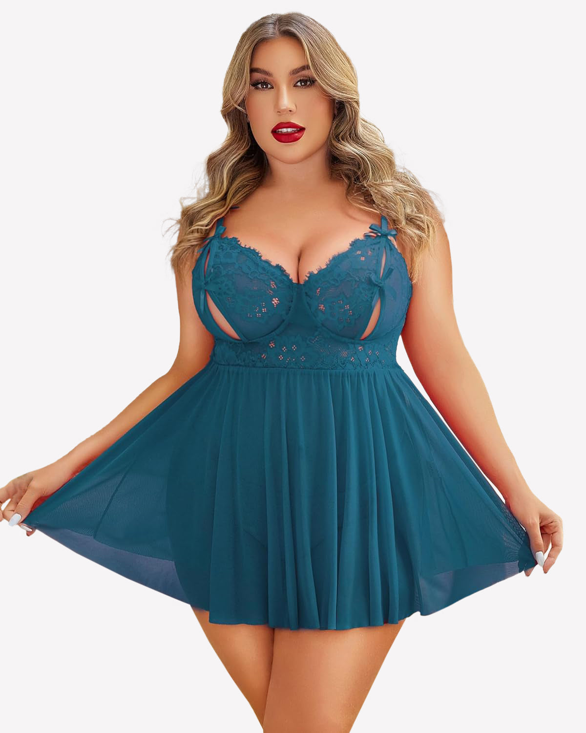 Plus Size Spitze Babydoll Nachthemd