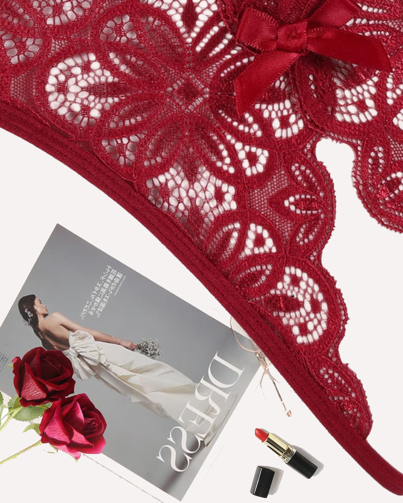 Floraler Spitzen-Slip mit süßer Schleife