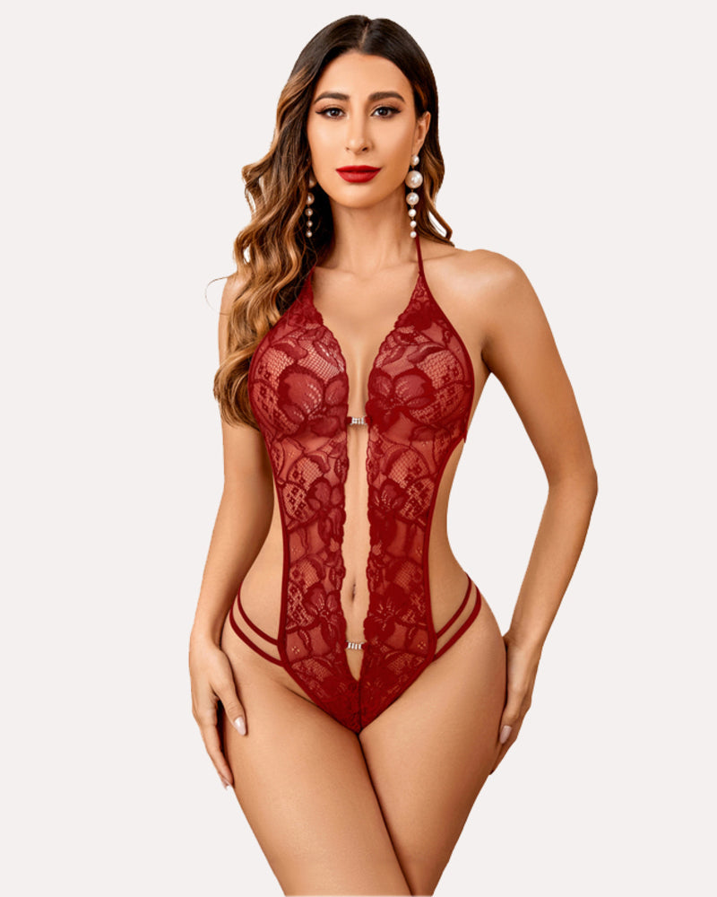 Spitze Bodysuit Deep V Teddy Nachthemd